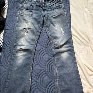 Hydraulic Light Blue Distressed Flare Jeans